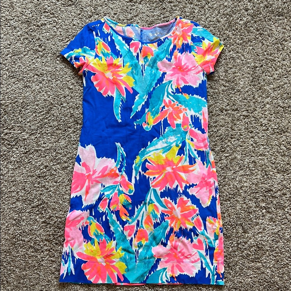Chic Blue and Pink Mini Dress